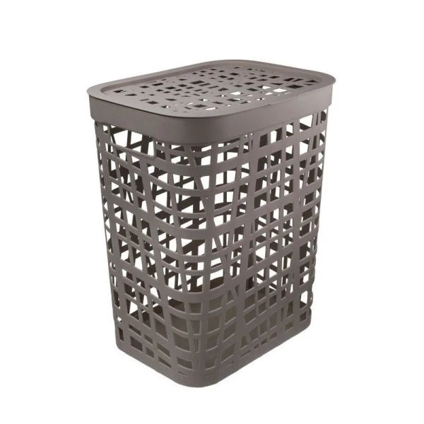 Корзина для белья 55л пластик  ХАОС Французcкий серый 440*360*520мм (5)
