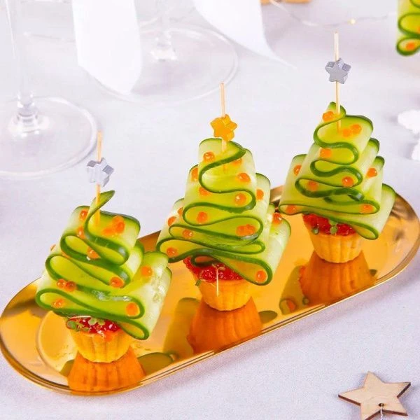 Шпажки для канапе 12см 50шт бамбук Звездочки золото/серебро в пакете PATERRA