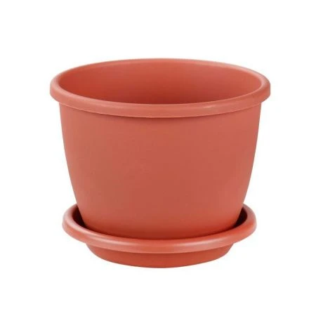 Горшок цветочный 2,2л пластик АФИНА с поддоном коричневый (22)