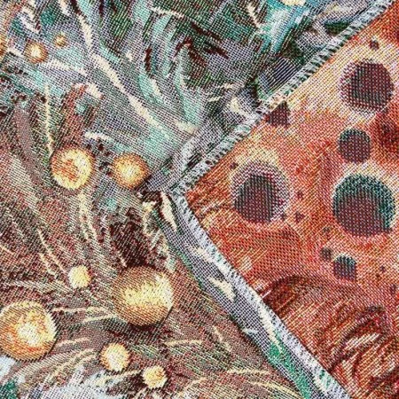 Салфетка новогодняя 40*100см гобелен ЕЛИ ТИВОЛИ серебряный люрекс