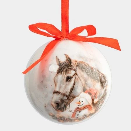 Игрушка новогодняя Шар 7см пенопласт Конь и снеговик New year ANLAF-XSR0938