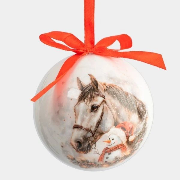 Игрушка новогодняя Шар 7см пенопласт Конь и снеговик New year ANLAF-XSR0938