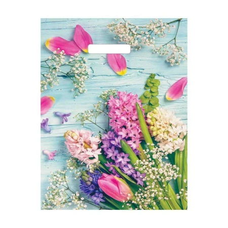 Пакет с вырубной ручкой 31*40см полиэтилен Гиацинты (50/1000)