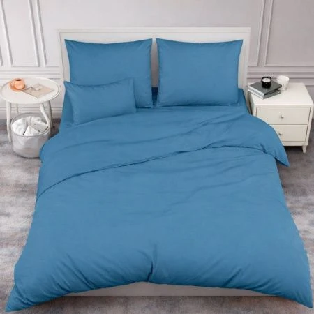 КПБ 1,5сп поплин 100%хлопок (пр. на резинке 90*200, под. 145*210, нав. 70*70*2) 697 Деним