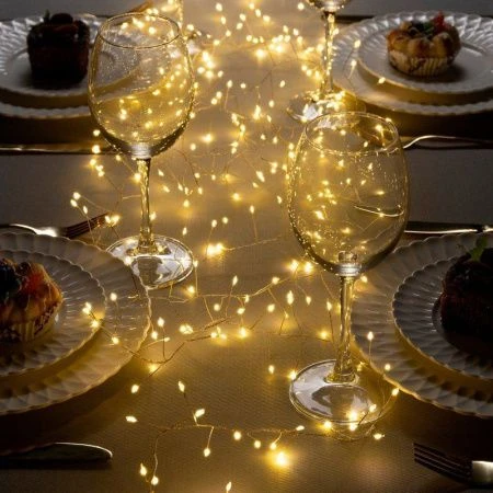 Гирлянда светодиодная Нить Роса 6м, фиксинг, теплый белый свет