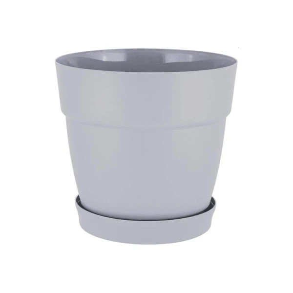 Горшок для цветов 48л 465мм пластик Villa de Fiori с фикс.поддоном на колесиках утренний туман (1)