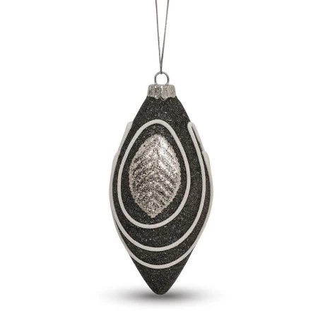 Игрушка новогодняя на елку СОСУЛЬКА 11*5,5см Листок пластик графит с серебром JC-15052 (450)