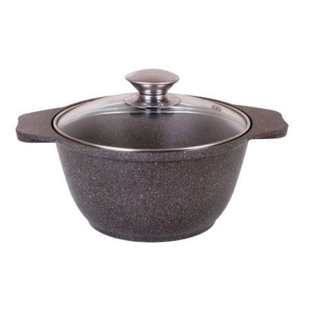 Кастрюля 4л алюминий АП стекл.крышка кофейный мрамор (3)