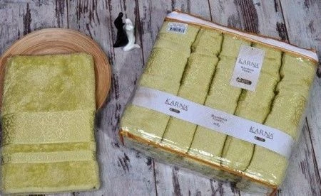 яяяПолотенце 70*140 бамбук Karna PREMIUM 1-1 (Светло-зеленый)