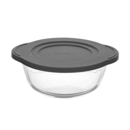 Кастрюля 1,45л стекло БОРКАМ круглая с серой пласт.крышкой 59123GREY (4)