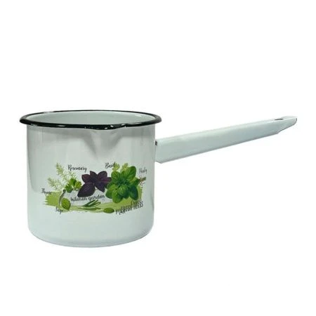 Ковш 1,4л эмаль БАЗИЛИК белый с рис. 01-2009/4 (12)