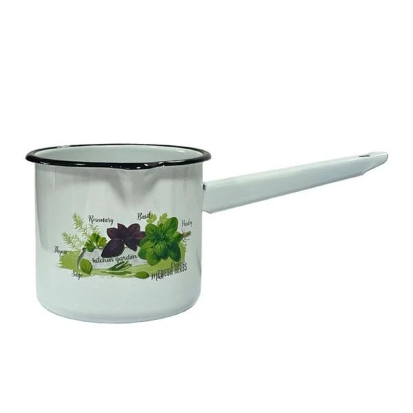 Ковш 1,4л эмаль БАЗИЛИК белый с рис. 01-2009/4 (12)