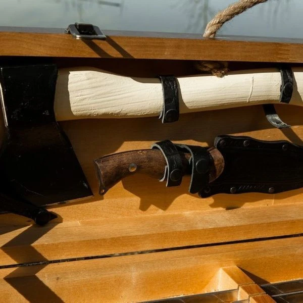 Набор походный №5-2 турист нерж.сталь в деревянном ящике большой 2К-688-2 (1)