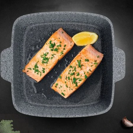 Жаровня квадратная 2л алюминий АП PREMIUM GREY стекл.крышка 24*24см (6)