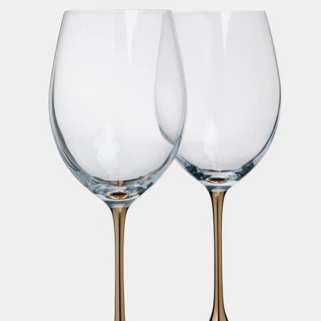 Бокалы для красного вина набор 2шт 540мл стекло Ravello золотая ножка ANLAF-EOTU05