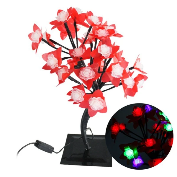 Дерево светодиодное 38см КРАСНЫЕ РОЗЫ (28 диодов многоцветных) JC-5853 (50)
