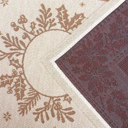 Салфетка новогодняя 40*100см гобелен НИДЕРЛАНДЫ бежевый орнамент серебряный люрекс