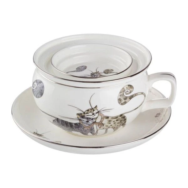 Чайный набор 2пр фарфор КОТИКИ на 1 персону 450мл (24)