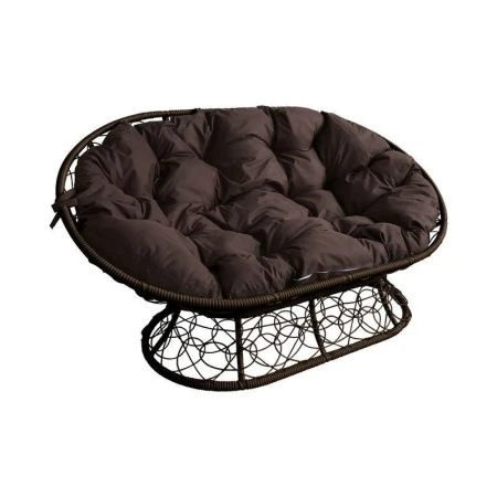 Диван Мамасан с ротангом 164*104*75см металл коричневое, коричневая подушка (max нагр. 250кг)