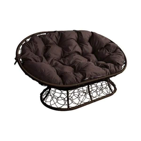 Диван Мамасан с ротангом 164*104*75см металл коричневое, коричневая подушка (max нагр. 250кг)