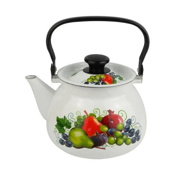 Чайник 3л эмаль ВОСТОЧНЫЕ ДАРЫ белый с рис. сферический 42104-122/6-У (4)