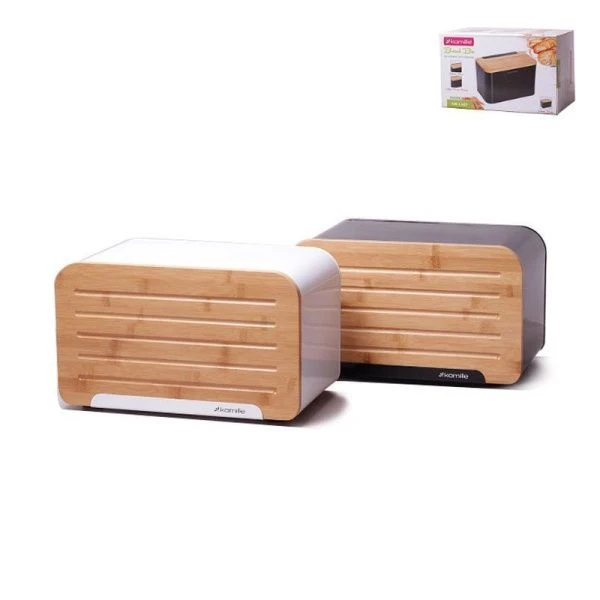 Хлебница 35*20*21,5см бамбук/нерж.сталь (черная, белая) арт. 1107 (4)