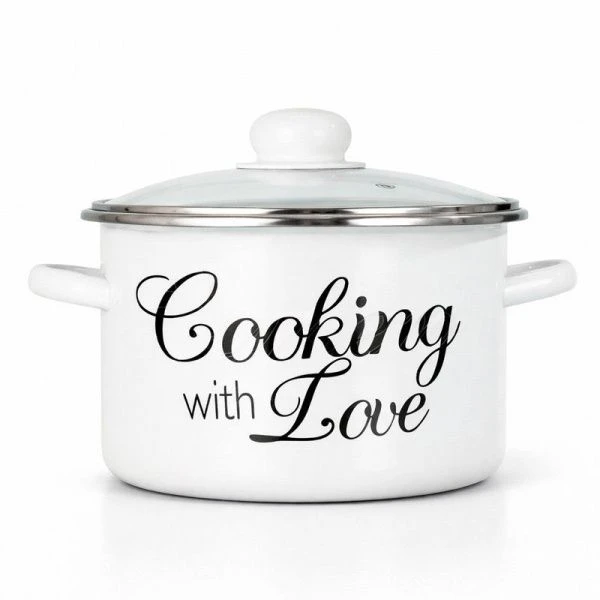 Кастрюля 2л эмаль ГОТОВИМ С ЛЮБОВЬЮ цилиндрическая (8)