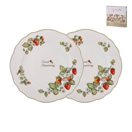 Тарелки мелкие набор 2шт 25,5см фарфор Strawberry обеденные (9)
