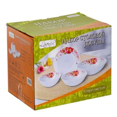 Столовый набор 19пр стеклокерамика САКУРА резной край (2)
