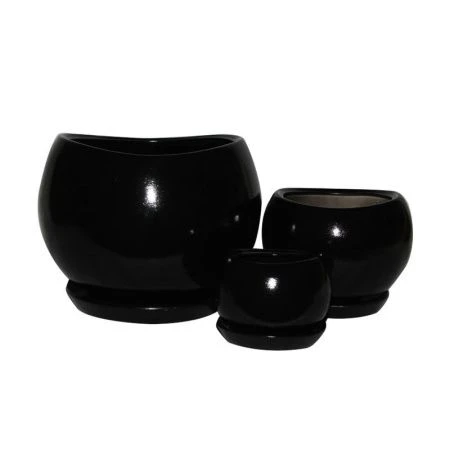 яяяГоршок цветочный керамика АДЕЛЬ №3 (черный) (1сорт) 1,2л h=12см