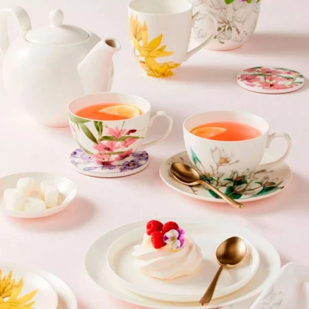 Чайный набор 2пр фарфор ОРХИДЕЯ на 1 персону 240мл розовая подар.уп. MW496-HV0458 (12)