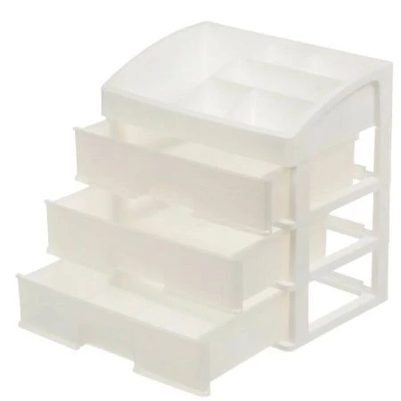 Органайзер для косметики 3 ящика 258*178*267мм пластик белый/перламутр (4)