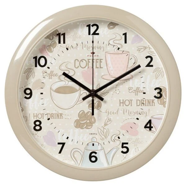 Часы настенные 29см пластик РУБИН Кофе хаки (10)