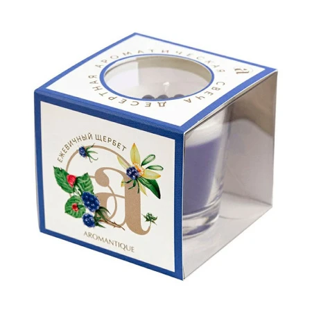 Свеча ароматизированная в стакане 60гр Aromantique Ежевичный щербет AM40601 (12)