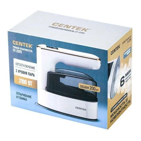 Отпариватель ручной пластик Centek CT-2393 белый 2100Вт 200мл, LED-дисплей, керам.подошва