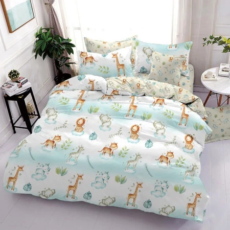 КПБ 1,5сп поплин 100% хлопок Lime Time TEENS (пр.150*220, под.145*215, нав.70*70) рис. Африка