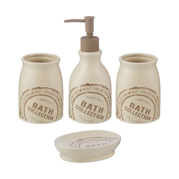 Набор для ванной комнаты керамика 4пр Bath Collection бежевый (12)