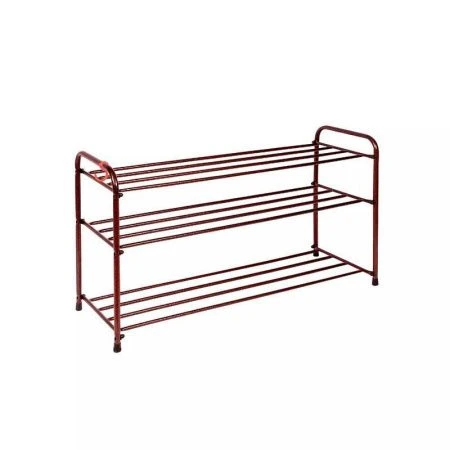Полка для обуви 3 секции 87*30*48см металл АЛЬФА 33 каркас, сиденье медный антик (1)