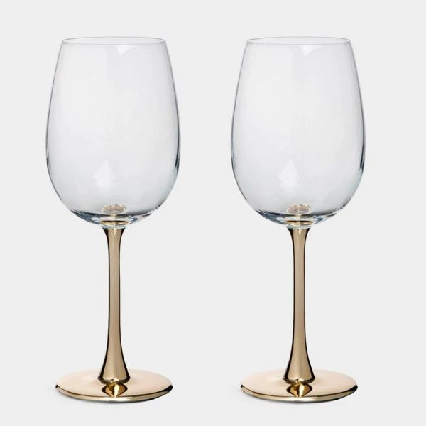 Бокалы для белого вина набор 2шт 430мл стекло Ravello золотая ножка ANLAF-EOTU06