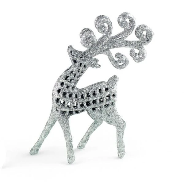 Игрушки новогодние на елку ОЛЕНЬ набор 2шт 14*6см пластик серебро OSHR20-313/JC-16470 (800)