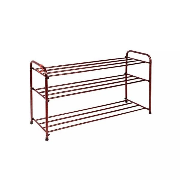 Полка для обуви 3 секции 87*30*48см металл АЛЬФА 33 каркас, сиденье медный антик (1)