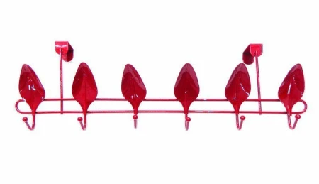 Вешалка на дверь 6 крючков с подвесом Листок металл 21х58х10см (вишнёвый перламутр) JC-1136 (48)