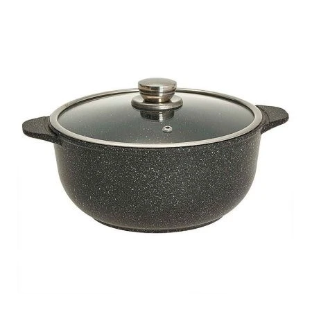 Кастрюля-казан 3л алюминий АП МЕГАЛИТ 18 стекл.крышка Гранит (6)