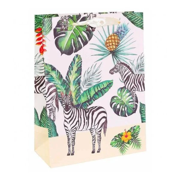 Пакет подарочный 31*40*12см Зебра в тропиках с мат.лам.