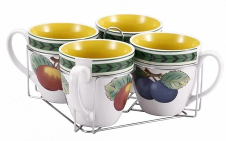 Набор кружек 5пр 580мл, на мет.подставке