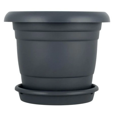 Горшок для цветов 76л пластик Athena с поддоном вулканический серый (2)