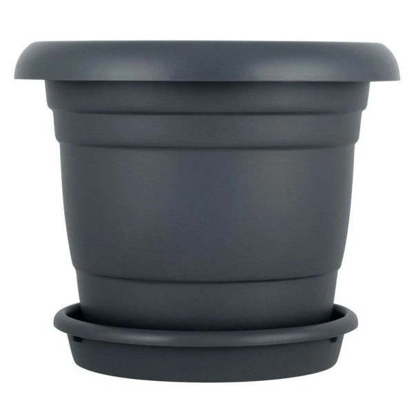 Горшок для цветов 76л пластик Athena с поддоном вулканический серый (2)