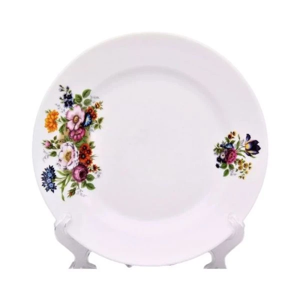 Тарелка мелкая 20см фарфор БУКЕТ ЦВЕТОВ (20)