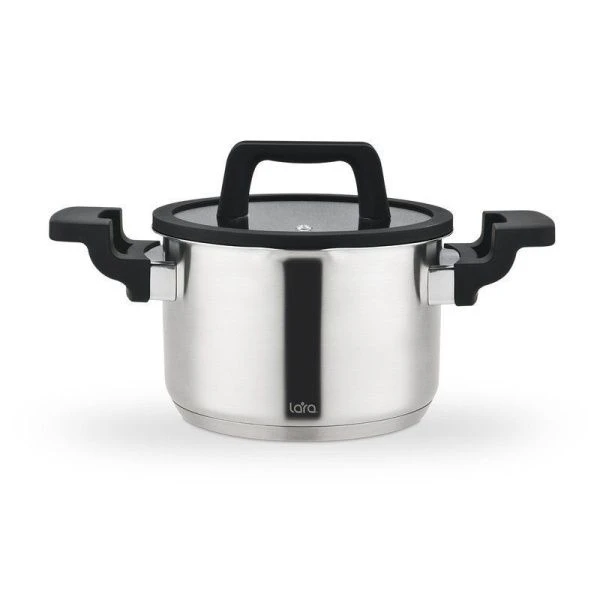 Кастрюля 2,9л нерж.сталь ПРЕМИУМ стекл.крышка 18см, h11,5см, индукц.капс.дно LR02-291 (4)