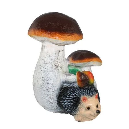 Фигура садовая ГРИБЫ белые с ежом и яблоком 44*31см полистоун